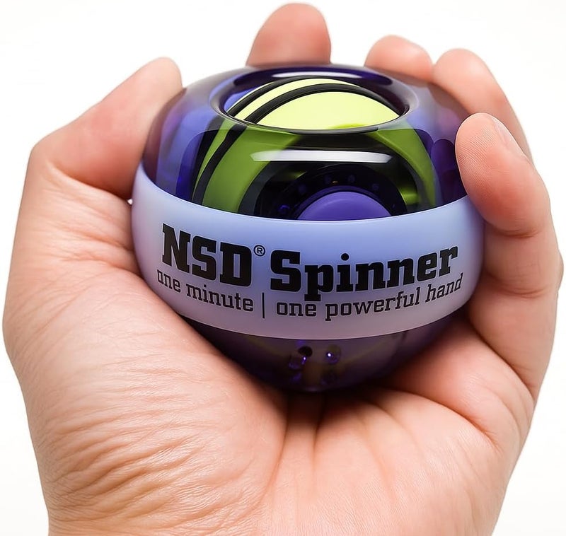 NSD Roll 'N Spin Rainbow Lit AutoStart Gyroscopic Wrist and Forearm Exerciser - Purple - Image 4
